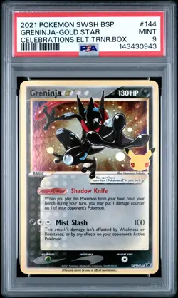 2021 POKEMON SWSH PROMO CELEBRATIONS ETB #144 GRENINJA-GOLD STAR PSA 9 - Image 1