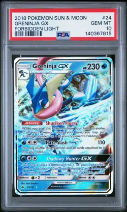 2018 POKEMON SUN & MOON FORBIDDEN LIGHT #24 GRENINJA GX PSA 10 - Image 1