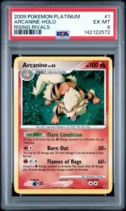 2009 POKEMON PLATINUM RISING RIVALS #1 ARCANINE-HOLO PSA 6 - Image 1