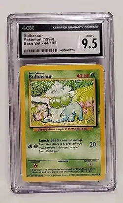 CGC 9.5 Bulbasaur 44/102 1999 Pokemon Base Set Unlimited Card Graded Mint+ WOTC - Image 1