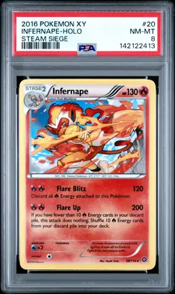 2016 POKEMON XY STEAM SIEGE #20 INFERNAPE-HOLO PSA 8 - Image 1