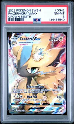 2023 POKEMON SWORD & SHIELD CROWN ZENITH #GG42 FULL ART/ZERAORA VMAX PSA 8 - Image 1
