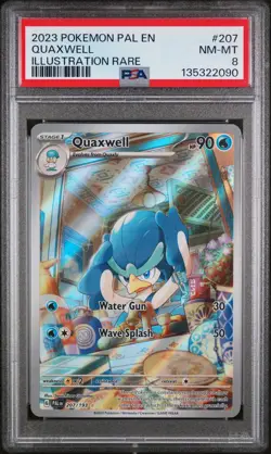 2023 POKEMON PAL EN-PALDEA EVOLVED ILLUSTRATION RARE #207 QUAXWELL PSA 8 - Image 1