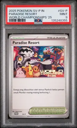 2025 POKEMON INDONESIAN SV-P PROMO WORLD CHAMPIONSHIPS PARADISE RESORT PSA 9 - Image 1