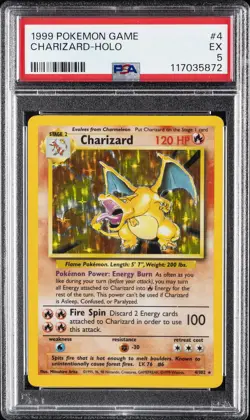 1999 POKEMON BASE SET UNLIMITED #4 CHARIZARD-HOLO PSA 5 - Image 1