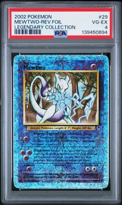 2002 POKEMON LEGENDARY COLLECTION #29 MEWTWO-REVERSE FOIL PSA 4 - Image 1