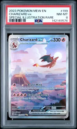 2023 POKEMON MEW EN-151 SPECIAL ILLUSTRATION RARE #199 CHARIZARD EX PSA 8 - Image 1