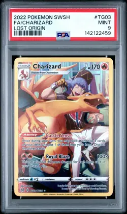 2022 POKEMON SWORD & SHIELD LOST ORIGIN #TG03 FULL ART/CHARIZARD PSA 9 - Image 1