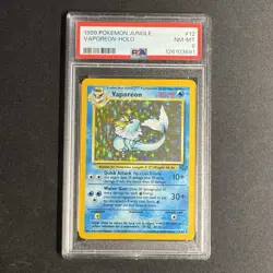PSA 8 VAPOREON 12/64 HOLO FOIL 1999 POKEMON JUNGLE RARE NM MINT - Image 1