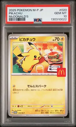 2025 POKEMON JAPANESE M-P PROMO MCDONALD'S #020 PIKACHU PSA 10 - Image 1