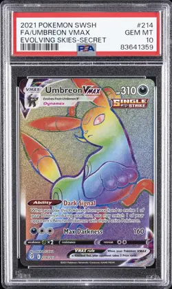 2021 POKEMON SWORD & SHIELD EVOLVING SKIES SECRET FULL ART/UMBREON VMAX PSA 10 - Image 1