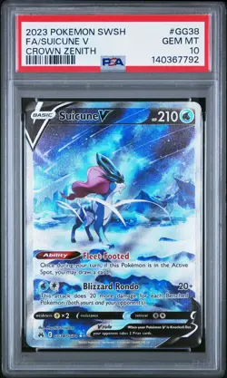 2023 POKEMON SWORD & SHIELD CROWN ZENITH #GG38 FULL ART/SUICUNE V PSA 10 - Image 1