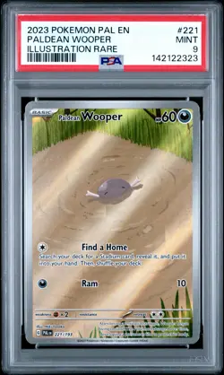 2023 POKEMON PAL EN-PALDEA EVOLVED ILLUSTRATION RARE #221 PALDEAN WOOPER PSA 9 - Image 1
