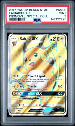 2017 POKEMON SM BLACK STAR PROMO #SM90 FULL ART/RAICHU GX PSA 9 - Image 1