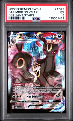 2022 POKEMON SWORD & SHIELD BRILLIANT STARS #TG23 FULL ART/UMBREON VMAX PSA 5 - Image 1