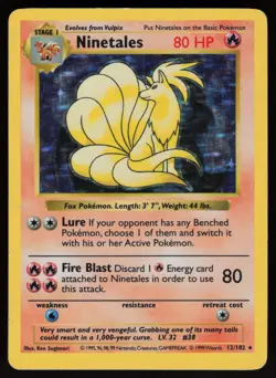 Ninetales 12/102 Shadowless Holo Rare Base Set Pokemon - Image 1