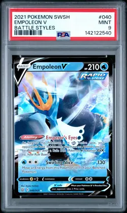 2021 POKEMON SWORD & SHIELD BATTLE STYLES #040 EMPOLEON V PSA 9 - Image 1