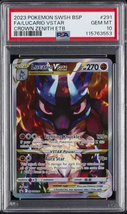 2023 POKEMON SWSH BLACK STAR PROMO #291 FULL ART/LUCARIO VSTAR PSA 10 - Image 1