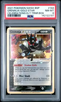 2021 POKEMON SWSH BLACK STAR PROMO #144 GRENINJA-GOLD STAR PSA 8 - Image 1
