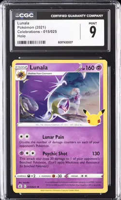 2021 POKEMON CELEBRATIONS HOLO #015 LUNALA CGC 9 - Image 1