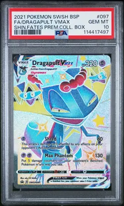 2021 POKEMON SWSH BLACK STAR PROMO #097 FULL ART/DRAGAPULT VMAX PSA 10 - Image 1