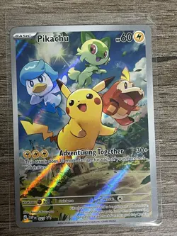 2023 Pikachu 27 SVP Promo Pokemon Paldea Evolved English NM Full Art Holo - Image 3