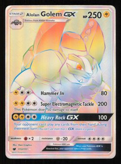 Alolan Golem GX 113/111 Secret Rare Pokemon TCG Crimson Invasion MP - Image 1