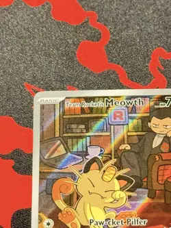 Team Rocket’s Meowth 203/182 Illustration Rare Pokemon Destined Rivals ENG NM - Image 3