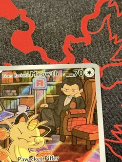 Team Rocket’s Meowth 203/182 Illustration Rare Pokemon Destined Rivals ENG NM - Image 4