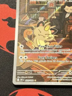 Team Rocket’s Meowth 203/182 Illustration Rare Pokemon Destined Rivals ENG NM - Image 5