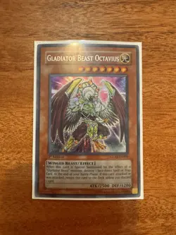 Yugioh Gladiator Beast Octavius GLAS-EN000 1st Edition Secret Rare NM Bleed - Image 1
