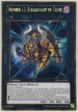 GOLD SECRET RARE Number 13: Embodiment of Crime PGLD-EN023 Yugioh 1st Edition NM - Image 1