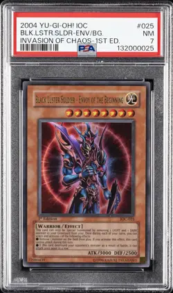 2004 YU-GI-OH! 1ST EDITION BLACK LUSTER SOLDIER ENVOY OF THE BEGINNING PSA 7 - Image 1