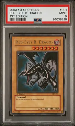 2003 YU-GI-OH! STARTER DECK: JOEY 1ST EDITION #001 RED-EYES B. DRAGON PSA 9 - Image 1