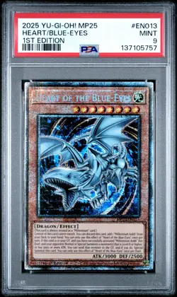 2025 YU-GI-OH MP25-MEGA-PACK TIN 1ST EDITION #EN013 HEART OF THE BLUE-EYES PSA 9 - Image 1