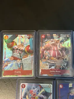 One Piece English Red x7 Mixed Rarity Card Lot Uta Sabo Franky + More - Image 2