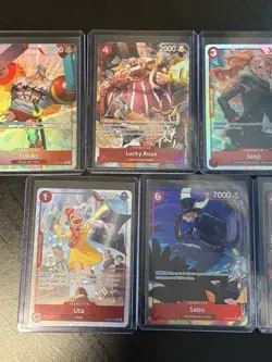 One Piece English Red x7 Mixed Rarity Card Lot Uta Sabo Franky + More - Image 4