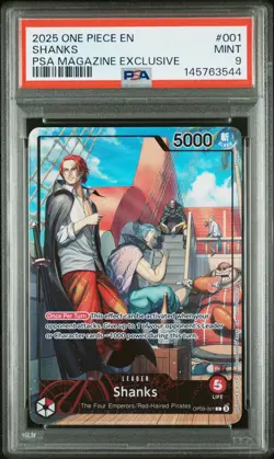 2025 ONE PIECE PROMOS PSA MAGAZINE EXCLUSIVE #001 SHANKS PSA 9 - Image 1