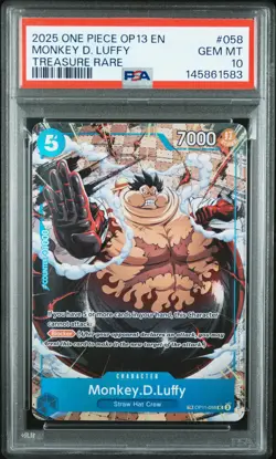 2025 ONE PIECE OP13-CARRYING ON HIS WILL TREASURE RARE MONKEY D. LUFFY PSA 10 - Image 1