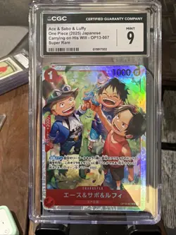 Ace & Sabo & Luffy OP13-007 Carrying On His Will Foil CGC 9 one piece - Image 1