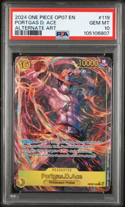 2024 ONE PIECE OP07-500 YEARS IN THE FUTURE ALTERNATE ART PORTGAS D. ACE PSA 10 - Image 1