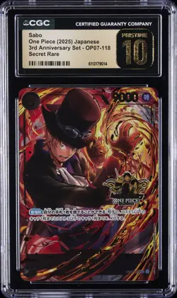 2025 ONE PIECE JAPANESE 3RD ANNIVERSARY SET SECRET RARE SABO CGC 10 PRISTINE - Image 1