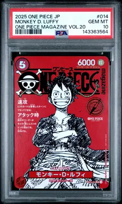 2025 ONE PIECE JPN PROMOS ONE PIECE MAGAZINE VOL.20 #014 MONKEY D. LUFFY PSA 10 - Image 1