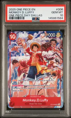 2025 ONE PIECE PROMOS ONE PIECE DAY DALLAS #006 MONKEY D. LUFFY PSA 10 - Image 1