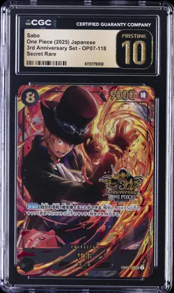 2025 ONE PIECE JAPANESE 3RD ANNIVERSARY SET SECRET RARE SABO CGC 10 PRISTINE - Image 1