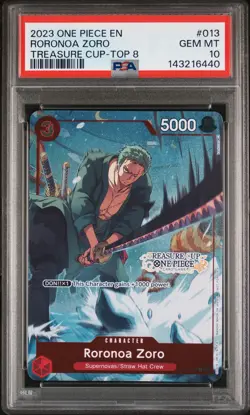 2023 ONE PIECE PROMOS TREASURE CUP 2023-TOP 8 #013 RORONOA ZORO PSA 10 - Image 1
