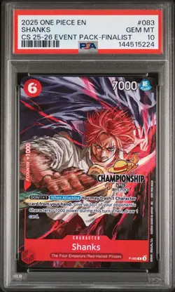 2025 ONE PIECE CHAMPIONSHIP 2025-26 EVENT PACK FINALIST #083 SHANKS PSA 10 - Image 1