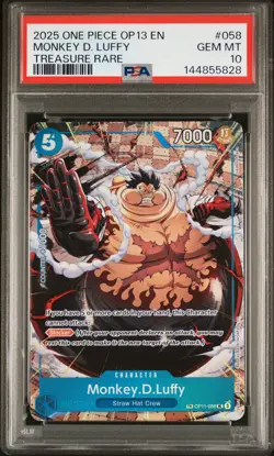 2025 ONE PIECE OP13-CARRYING ON HIS WILL TREASURE RARE MONKEY D. LUFFY PSA 10 - Image 1
