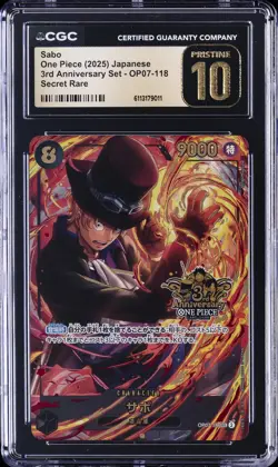 2025 ONE PIECE JAPANESE 3RD ANNIVERSARY SET SECRET RARE SABO CGC 10 PRISTINE - Image 1