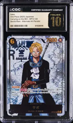 2025 ONE PIECE JPN CARRYING ON HIS WILL SECRET RARE ALT ART SABO CGC 10 PRISTINE - Image 1